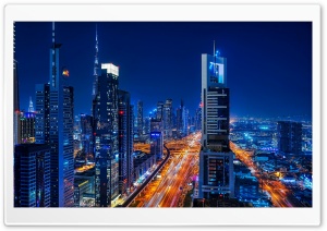 Dubai at Night, Cityscape Ultra HD Wallpaper for 4K UHD Widescreen Desktop, Lockscreen, Screensaver, TV, Tablet, Smartphone