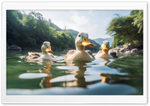 Ducks Swimming in Water Aesthetic Ultra HD Wallpaper for 4K UHD Widescreen Desktop, Lockscreen, Screensaver, TV, Tablet, Smartphone