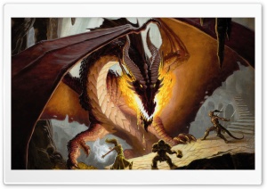 Dungeons and Dragons Wizards of the Coast Red Dragon in its Lair 4K UHD Wallpaper for Widescreen and UltraWide Desktop, UltraHD TV, Smartphone, Tablet