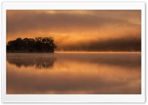 Early Morning Mist Reflected in the Still Waters of Loch Achray Ultra HD Wallpaper for 4K UHD Widescreen desktop, tablet & smartphone