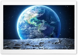 Earth View from The Moon 4K UHD Wallpaper for Widescreen and UltraWide Desktop, UltraHD TV, Smartphone, Tablet