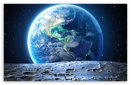 Earth View from The Moon UltraHD Wallpaper for UHD 16:9 ; HD 16:9 ; UltraWide 21:9 24:10 32:9 32:10 ; Widescreen 16:10 ; Tablet 1:1 ; Mobile 9:16 9:19.5 9:20 ; Dual 16:10 16:9 ;