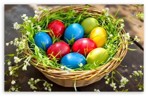 Easter Delights, A Basket of Eggs UltraHD Wallpaper for UHD 16:9 ; HD 16:9 ; UltraWide 21:9 24:10 ; Widescreen 16:10 5:3 ; Fullscreen 4:3 5:4 3:2 ; Tablet 1:1 ;