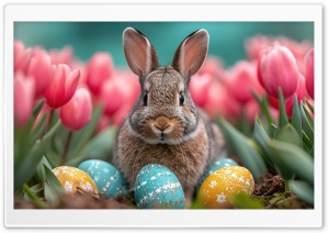 Easter Eggs and Hare Ultra HD Wallpaper for 4K UHD Widescreen Desktop, Lockscreen, Screensaver, TV, Tablet, Smartphone