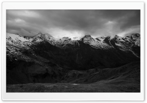 Edelweisspitze Mountain Peak Austrian Alps Black and White 4K UHD Wallpaper for Widescreen and UltraWide Desktop, UltraHD TV, Smartphone, Tablet