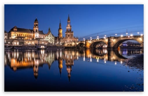 Elbe River, historic Old Town Altstadt, Dresden, Saxony, Germany UltraHD Wallpaper for UHD 16:9 ; HD 16:9 ; UltraWide 21:9 24:10 32:9 32:10 ; Widescreen 16:10 ; Tablet 1:1 ; Dual 16:10 16:9 ;
