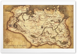 Elder Scrolls Skyrim Map 4K UHD Wallpaper for Widescreen and UltraWide Desktop, UltraHD TV, Smartphone, Tablet