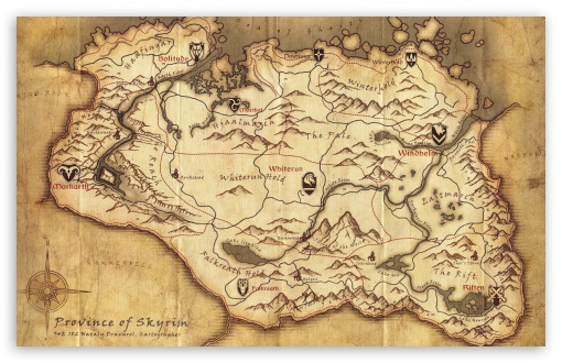 Elder Scrolls Skyrim Map UltraHD Wallpaper for UHD 16:9 ; HD 16:9 ; Widescreen 16:10 5:3 ; Fullscreen 3:2 ;