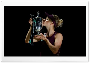 Elina Svitolina Kissing Her Winning Trophy 4K UHD Wallpaper for Widescreen and UltraWide Desktop, UltraHD TV, Smartphone, Tablet