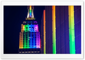 Empire State Building Rainbow Lights Ultra HD Wallpaper for 4K UHD Widescreen desktop, tablet & smartphone