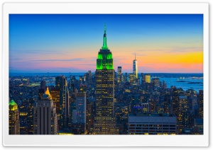 Empire State Building Rockefeller Center NYC 4K UHD Wallpaper for Widescreen and UltraWide Desktop, UltraHD TV, Smartphone, Tablet