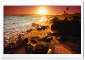 Empty Beach With Sun Ultra HD Wallpaper for 4K UHD Widescreen desktop, tablet & smartphone