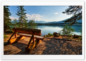 Empty Bench Near The Lake Ultra HD Wallpaper for 4K UHD Widescreen desktop, tablet & smartphone
