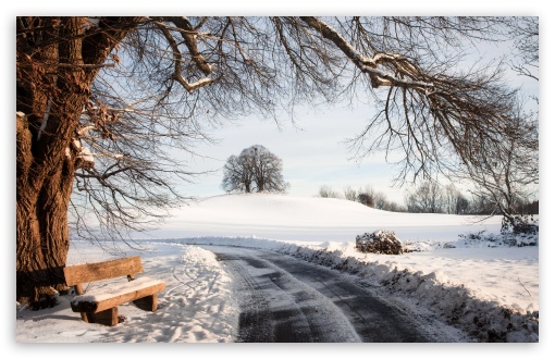 Empty Bench on the Side of the Road UltraHD Wallpaper for UHD 16:9 ; HD 16:9 ; UltraWide 21:9 24:10 32:9 32:10 ; Widescreen 16:10 5:3 ; Fullscreen 4:3 5:4 3:2 ; Tablet 1:1 ; Dual 16:10 5:3 16:9 4:3 5:4 3:2 ;