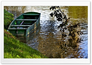 Empty Boat at a River Bank in Slovenia Ultra HD Wallpaper for 4K UHD Widescreen desktop, tablet & smartphone