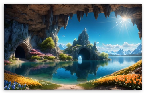 Enchanted Lakeside Caverns UltraHD Wallpaper for UHD 16:9 ; HD 16:9 ; UltraWide 21:9 24:10 32:9 32:10 ; Widescreen 16:10 5:3 ; Fullscreen 4:3 5:4 3:2 ; Tablet 1:1 ; Mobile 9:16 9:19.5 9:20 9:21 10:16 2:3 3:5 3:4 ; Dual 16:10 5:3 16:9 4:3 5:4 3:2 ;