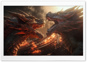 Epic Dragon Battle Ultra HD Wallpaper for 4K UHD Widescreen Desktop, Lockscreen, Screensaver, TV, Tablet, Smartphone