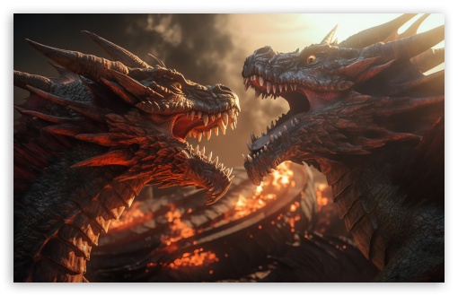 Epic Dragon Battle UltraHD Wallpaper for UHD 16:9 ; HD 16:9 ; UltraWide 21:9 24:10 ; Widescreen 16:10 5:3 ; Fullscreen 4:3 5:4 3:2 ; Tablet 1:1 ;