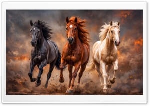 Epic Running Horses in Dust Storm 4K UHD Wallpaper for Widescreen and UltraWide Desktop, UltraHD TV, Smartphone, Tablet