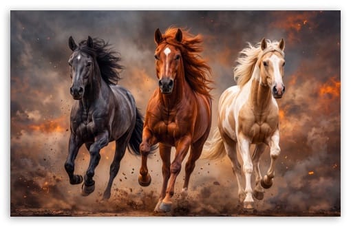 Epic Running Horses in Dust Storm UltraHD Wallpaper for UHD 16:9 ; HD 16:9 ; UltraWide 21:9 24:10 32:9 32:10 ; Widescreen 16:10 ; Dual 16:10 16:9 ;