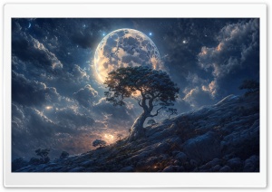 Ethereal Lunar Glow 4K UHD Wallpaper for Widescreen and UltraWide Desktop, UltraHD TV, Smartphone, Tablet