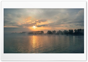 evening clouds river shore fog Ultra HD Wallpaper for 4K UHD Widescreen desktop, tablet & smartphone