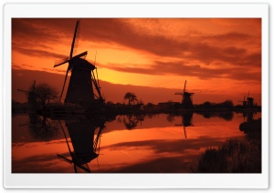 Evening Sky And Windmills Ultra HD Wallpaper for 4K UHD Widescreen desktop, tablet & smartphone