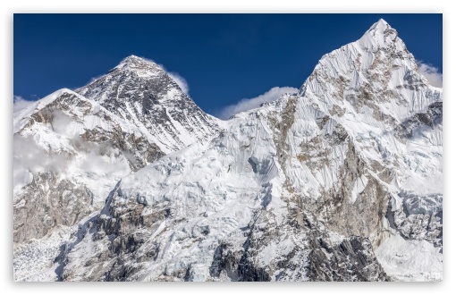 Everest, Nuptse, Himalayas, Mountains, Nepal, Snow Capped Peaks UltraHD Wallpaper for Widescreen 16:10 ; Fullscreen 4:3 5:4 3:2 ; Tablet 1:1 ; Mobile 9:16 9:19.5 9:20 9:21 9:22 10:16 2:3 3:5 3:4 ;