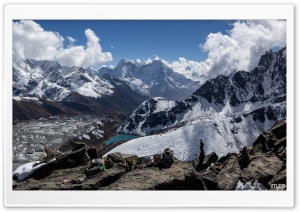 Everest, Range, Gokyo Ri, 5357m, Nepal, Himalayas, Mountains, Nature, Landscape 4K UHD Wallpaper for Widescreen and UltraWide Desktop, UltraHD TV, Smartphone, Tablet