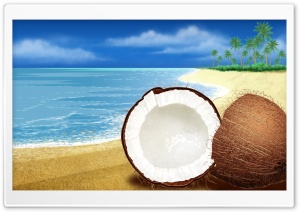 Exotic Coconut On The Beach Ultra HD Wallpaper for 4K UHD Widescreen desktop, tablet & smartphone