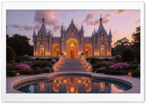 Fabulous Mansion Illuminated 4K UHD Wallpaper for Widescreen and UltraWide Desktop, UltraHD TV, Smartphone, Tablet