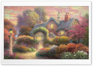 Fairytale Cottage Painting Ultra HD Wallpaper for 4K UHD Widescreen desktop, tablet & smartphone