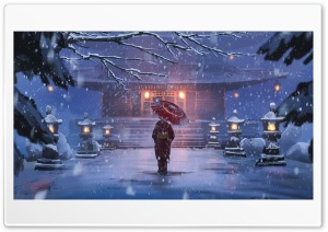 Falling Snow Night Art Ultra HD Wallpaper for 4K UHD Widescreen desktop, tablet & smartphone