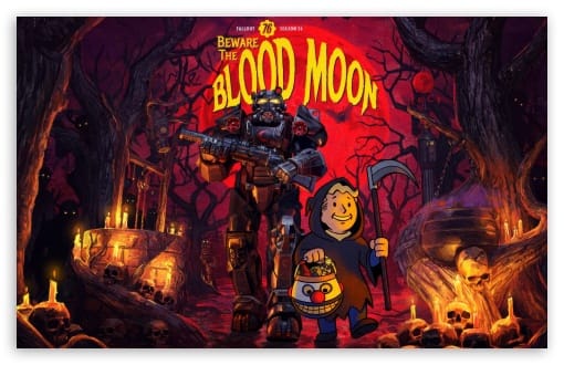 Fallout 76 Season 26 Beware The Blood Moon UltraHD Wallpaper for UHD 16:9 ; HD 16:9 ; UltraWide 21:9 24:10 ; Widescreen 16:10 ; Tablet 1:1 ;