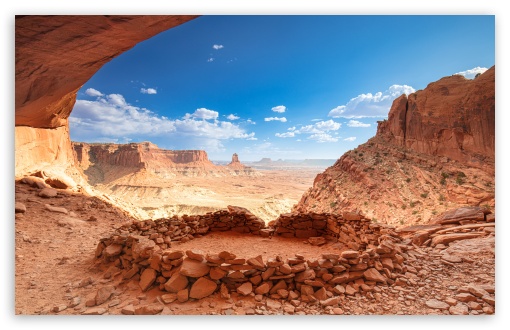 False Kiva, Stone Circle, Canyonlands National Park, Utah, United States, Travel UltraHD Wallpaper for UHD 16:9 ; HD 16:9 ; UltraWide 21:9 24:10 ; Widescreen 16:10 5:3 ; Fullscreen 4:3 5:4 3:2 ; Tablet 1:1 ;