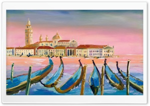 Famous Venice Oil Painting in Pink Ultra HD Wallpaper for 4K UHD Widescreen desktop, tablet & smartphone