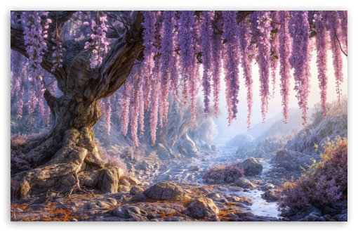 Fantasy Blossom Weeping Cherry Tree UltraHD Wallpaper for HD 16:9 ; UltraWide 21:9 ; Widescreen 16:10 5:3 ; Fullscreen 4:3 5:4 3:2 ; Tablet 1:1 ; Mobile 9:16 10:16 2:3 3:5 3:4 ;