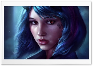 Fantasy Girl Face Blue Hair Ultra HD Wallpaper for 4K UHD Widescreen desktop, tablet & smartphone