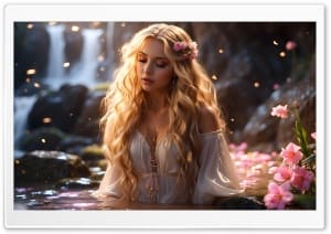 Fantasy Water Nymph Illustration 4K UHD Wallpaper for Widescreen and UltraWide Desktop, UltraHD TV, Smartphone, Tablet