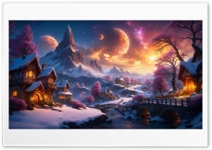 Fantasy Winter Mountain Landscape Ultra HD Wallpaper for 4K UHD Widescreen desktop, tablet & smartphone