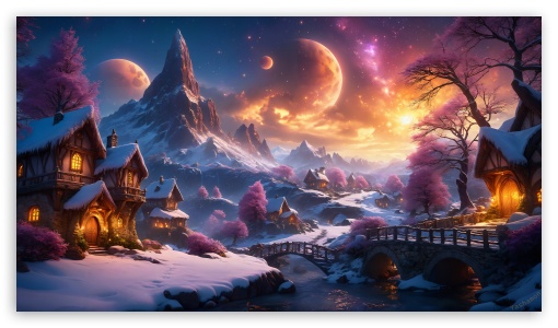 Fantasy Winter Mountain Landscape UltraHD Wallpaper for UHD 16:9 2160p 1440p 1080p 900p 720p ; 8K UHD TV 16:9 Ultra High Definition 2160p 1440p 1080p 900p 720p ; UltraWide 21:9 24:10 ; Fullscreen 4:3 5:4 UXGA XGA SVGA QSXGA SXGA ; Tablet 1:1 ;