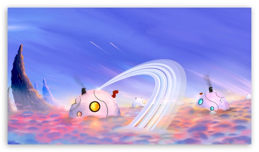 Fantasy World With Cute Robots UltraHD Wallpaper for UHD 16:9 ; HD 16:9 ;