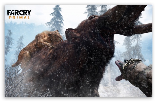 Far Cry Primal Tiger vs Mammoth UltraHD Wallpaper for Wide 16:10 5:3 Widescreen WHXGA WQXGA WUXGA WXGA WGA ; 8K UHD TV 16:9 Ultra High Definition 2160p 1440p 1080p 900p 720p ; Mobile 5:3 16:9 - WGA 2160p 1440p 1080p 900p 720p ;