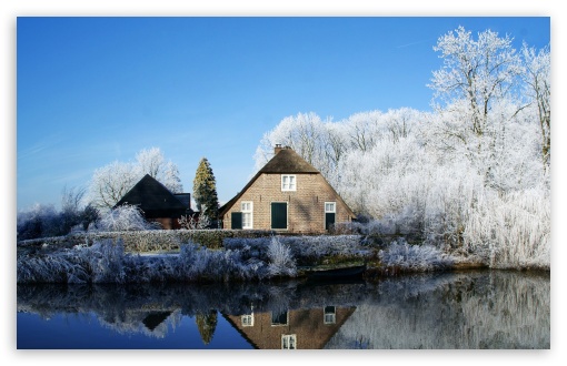 Farmhouse Along The Kromme Rijn River UltraHD Wallpaper for UHD 16:9 ; HD 16:9 ; Widescreen 16:10 5:3 ; Fullscreen 4:3 5:4 3:2 ; Tablet 1:1 ; Mobile 3:5 3:4 ;