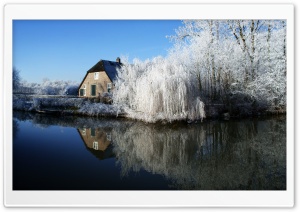 Farmhouse And Frosty Trees Ultra HD Wallpaper for 4K UHD Widescreen desktop, tablet & smartphone