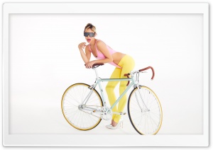 Fashion, Girl, Model, Pumps, Sunglasses, Bike, White Background 4K UHD Wallpaper for Widescreen and UltraWide Desktop, UltraHD TV, Smartphone, Tablet