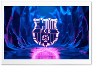 FC Barcelona Neon Logo 4K UHD Wallpaper for Widescreen and UltraWide Desktop, UltraHD TV, Smartphone, Tablet