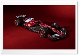 Ferrari SF 25, Formula One racing car, Red Background 4K UHD Wallpaper for Widescreen and UltraWide Desktop, UltraHD TV, Smartphone, Tablet