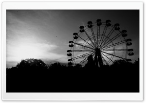 Ferris Wheel In Black And White Ultra HD Wallpaper for 4K UHD Widescreen desktop, tablet & smartphone