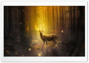 Fire Deer Fantasy Art Ultra HD Wallpaper for 4K UHD Widescreen desktop, tablet & smartphone
